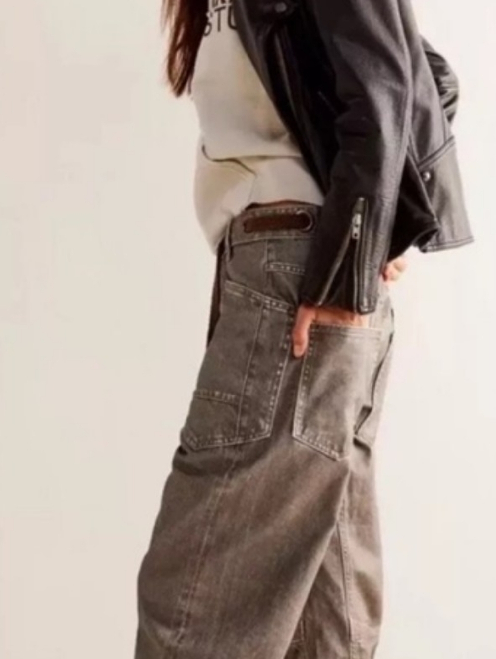 We The Free By Free People Gun Metal Moxies, Haki Carbon, *27 , nwot, Gorgeous - Picture 3 of 4